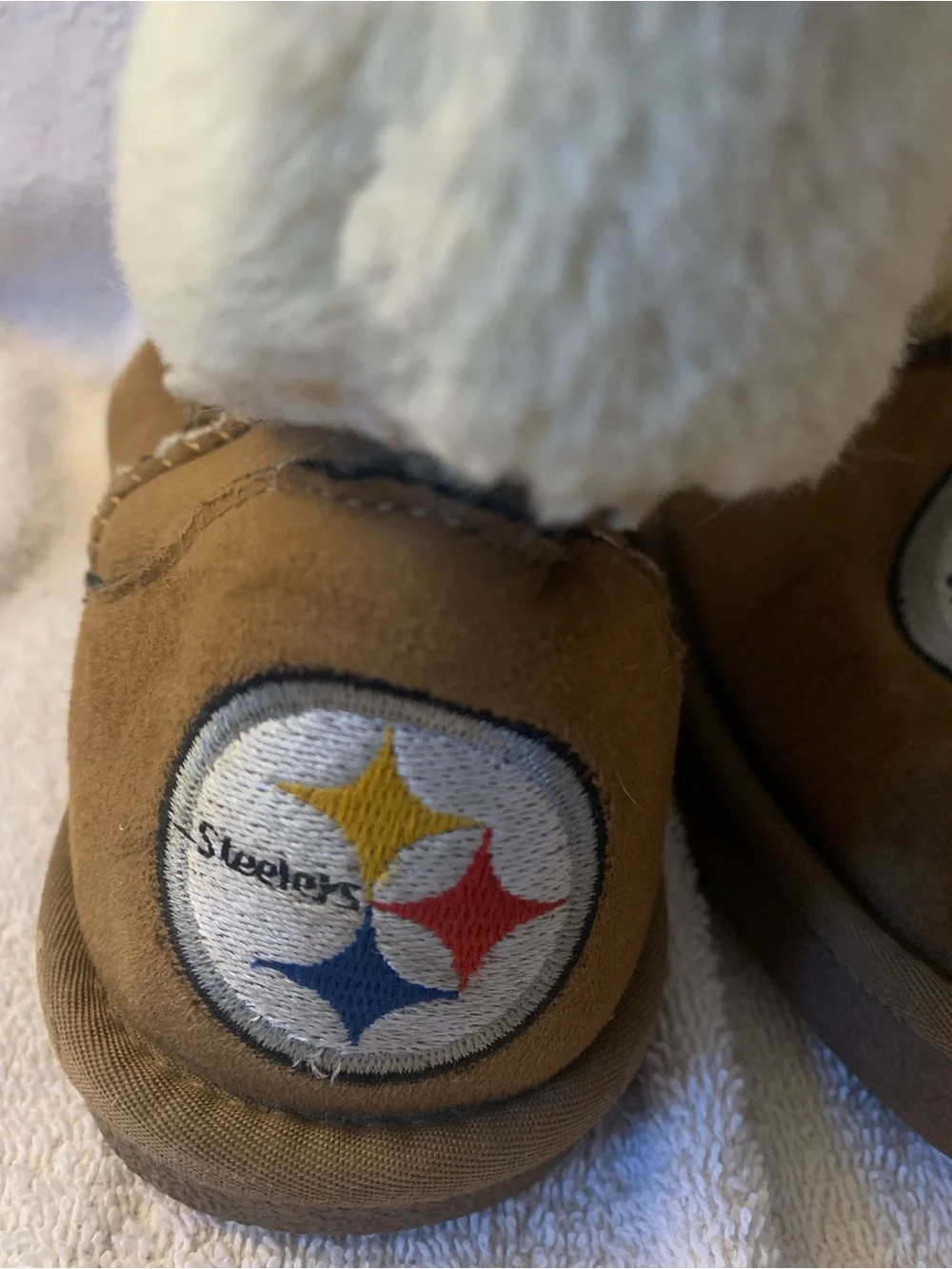 NFL Pro Shop Pittsburgh Steelers Logo Sherpa Lined Boots - Brown & Cream